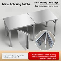 Table pliante en acier inoxydable pour vente ambulante, extra-épaisse, sur mesure, rectangulaire, table de cantine, établi portable pour opérations