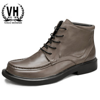 Bottes en cuir véritable pour hommes, bottes à la cheville rétro tendance avec fermeture éclair pour l'automne et l'hiver, bottes courtes décontractées à bout rond, respirantes