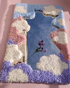 Increíble artesanía púrpura puesta de sol punzón espejo Retro escandinavo <span class=keywords><strong>Grafic</strong></span> marco tufted espejos para pared decoración del hogar - Product Image 2