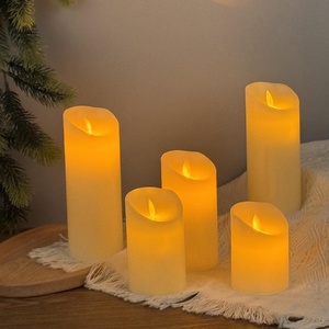 Bougie flottante LED en gros, à piles, sans flamme, avec effet de flamme mobile, cadeau, décoration maison et mariage, bougie pilier électrique lumineuse - Product Image 2