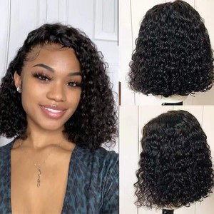 Nouvelle perruque courte bouclée pour femme, perruque synthétique à boucles fines de type africain, avec dentelle frontale, vente en gros - Product Image 3