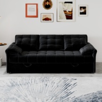 Sofá Cama Extraíble Multifuncional, Sofá de Tela Negra Moderna para Sala de Estar, Sofá Seccional Acolchado para el Hogar y Muebles de Hotel