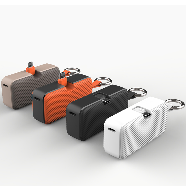 Ultra-Thin Built-in Cable Power Bank with Key Chain Digital Display Charger Powerbank 5000MAH Portable Power Banks