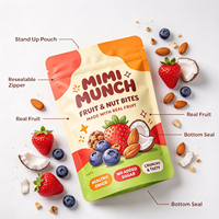Sachets refermables mats personnalisés à faible MOQ avec impression de dessins animés pour enfants, idéaux pour fruits, chips, céréales et snacks