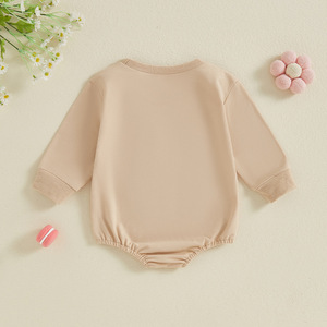 2025 automne hiver bébé fille vêtements <span class=keywords><strong>LIL</strong></span> SIS Patch surdimensionné sweat barboteuse bébé petite soeur pull bulle barboteuse - Product Image 4