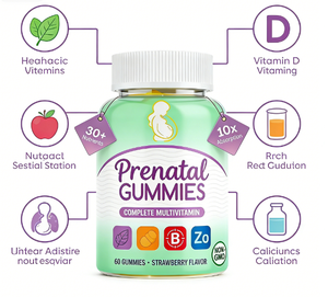 Gommose multivitaminiche prenatali |   Oltre 30 Nutrienti |   Assorbimento 10 volte superiore |   Non-OGM |   Fragola |   60 Pezzi - Product Image 4