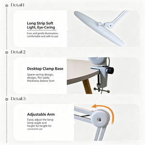 Lampe de bureau à clipser 24W 182 LED haute luminosité, moderne et durable, avec bras articulé réglable, pour manucure et soins des yeux, idéale pour la beauté - Product Image 4