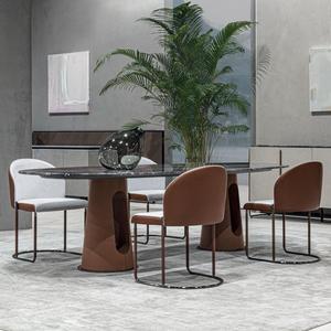 Set Tavolo da Pranzo Ovale in Marmo Naturale di Lusso Italiano di Alta Gamma con <span class=keywords><strong>4</strong></span> Sedie Personalizzabili, Arredamento Domestico Stabile - Product Image 3