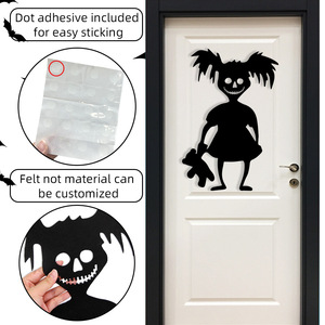 Autocollant mural en feutre Halloween : Citrouille, main de squelette, décoration de porte effrayante pour fête, accessoires pour maison et maison hantée - Product Image 3