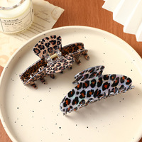 CHUJIAN Nouvelles pinces à cheveux en acétate style coréen imprimé léopard, pinces requin minimalistes motif guépard pour femmes et filles