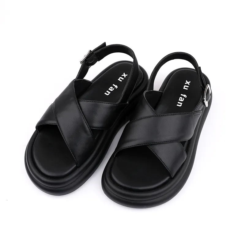 Verano moda nuevo diseño señoras estilo Simple Slip-on Flats cómodo suave suela de espuma gruesa zapatillas Casual mujeres sandalias