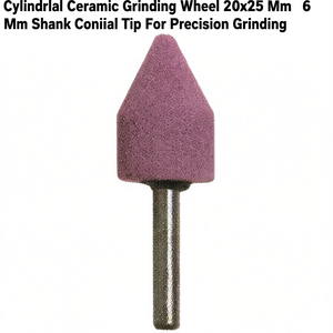 Rueda de molienda cilíndrica de cerámica de 20x25 mm con vástago de 6 mm y punta cónica para molienda de precisión - Product Image 2
