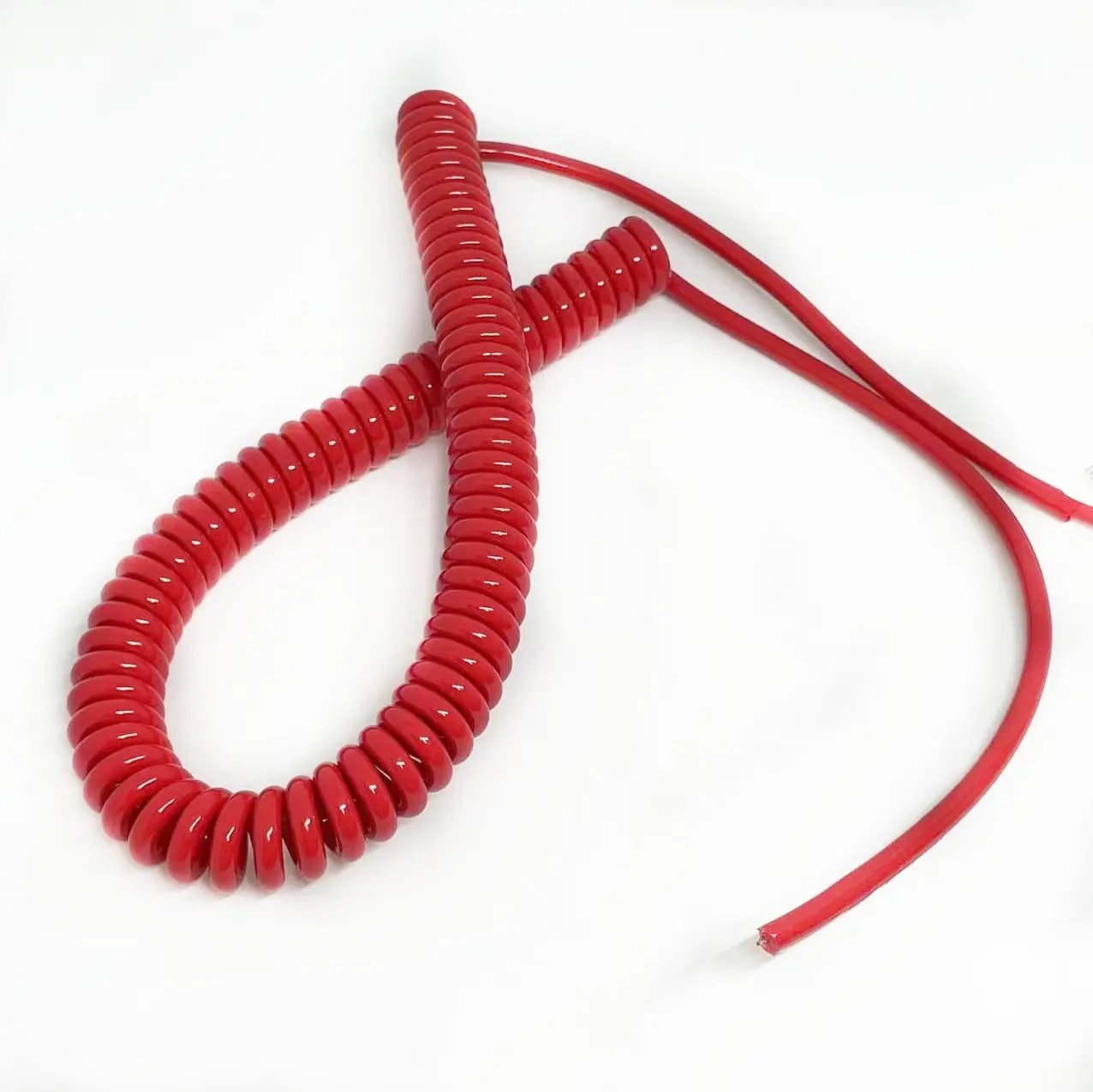 Мульти-Спецификация красный глянцевый медный 1 сердечник шнур питания PU/ПВХ пружинный провод спиральный кабель в сборе для электрооборудования