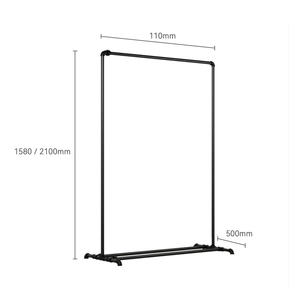 Appendiabiti Industriale in Tubi Autoportante Vintage Nero Organizzatore per Appendere Vestiti Espositore per Negozi - Product Image 2