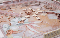 Jeu de Mahjong Floral avec Tuiles Joker, Dos Marbré, Motif 3D en Relief, Doré Vintage, Design Floral Art Nouveau, Tuiles de Mahjong Cadeau