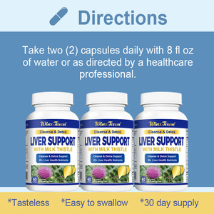 WinsTown Capsules de soutien hépatique au Chardon-Marie, Détoxifiant hépatique naturel à base de plantes, Supplément de choline, curcuma et pissenlit - Product Image 2