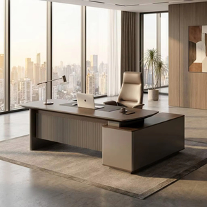 Modern Luxury Ergonomic Executive <strong>Desk</strong> PVC <strong>Top</strong> File Drawers <strong>Oak</strong> Modular Eco-Friendly Convertible CEO <strong>Desk</strong> for Home Office Use - Product Image 1