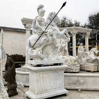 Grand jardin extérieur sculpture sur pierre soldat romain équitation cheval guerrier grec Sculpture blanc marbre Figure Statues