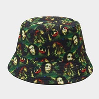 Sombrero de Pescador con Estampado Digital de Doble Cara, Estilo Hip Hop, Jamaica, Reggae, Bob Marley, Rasta