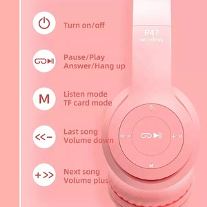 Auriculares plegables con orejas de gato para chica, cascos inalámbricos con micrófono y LED - Product Image 3