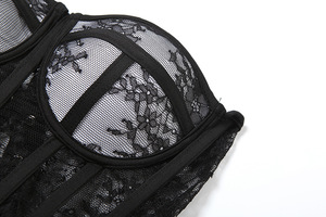 Líneas de malla negras Patchwork Korset mujeres Y2K estampado <span class=keywords><strong>pecho</strong></span> Wrap Sexy espalda descubierta Skinny Strctch 2025 verano tendencia Streetwear Tops - Product Image 5