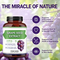 Vente en gros d'usine, soutien à la santé cardiaque, soutien à la santé des yeux et de la peau, complément alimentaire, capsules d'extrait de pépins de raisin pour adultes