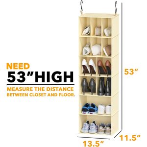 Hanging Closet Organizer 24 Compartments Non Woven Fabric <b>Shoe</b> <b>Storage</b> For Bedroom Wardrobe With Dividers Hook Type - Product Image 2