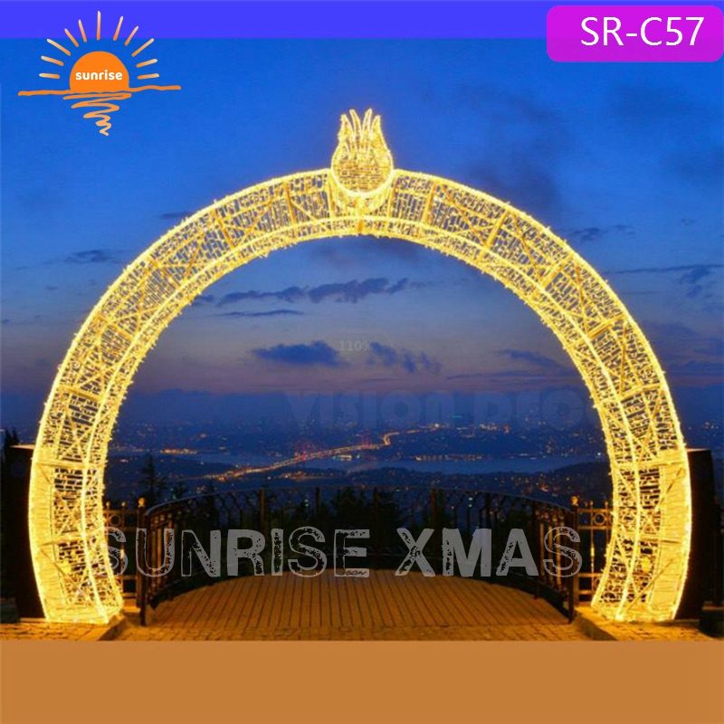 商业大型led照明户外步行穿过圣诞拱门装饰防水