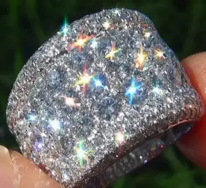 Penjualan laris cincin pernikahan zircon lapisan platinum cincin berlian penuh lebar Opal berkilau mewah untuk Perhiasan Wanita Mode