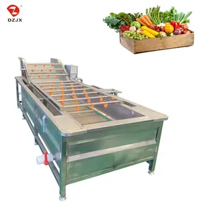 DZJX 304 स्टेनलेस स्टील डबल टैंक फल और सब्जी प्रसंस्करण लाइन की सफाई मशीन लिफ्ट सब्जी बुलबुला कपड़े धोने की मशीन