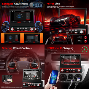 Autoradio Podofo Single Din avec écran tactile HD de 7 pouces, lecteur MP5 pour <span class=keywords><strong>voiture</strong></span>, rétractable, USB/Type-C/BT/EQ FM MIC, universel OEM ODM - Product Image 2
