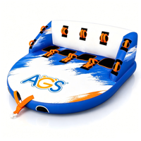 Bouée tractable pour 4 personnes pour la navigation, tube aquatique gonflable en PVC pour 4 personnes, flotteur tractable pour bateau avec housse en nylon pour lac et océan