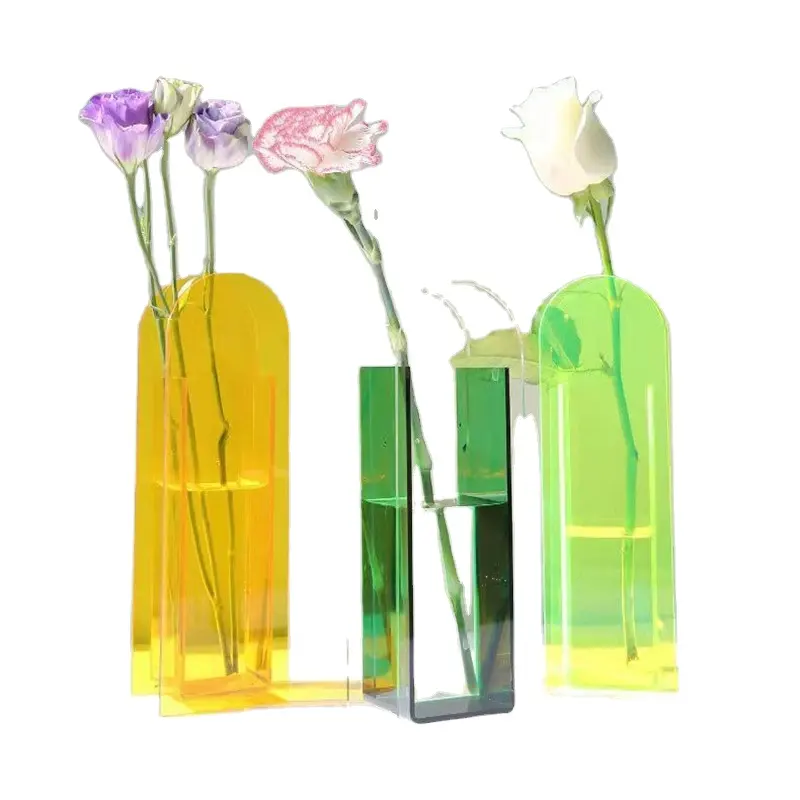 Vase de couture en acrylique de couleur, décoration de maison, chambre à coucher, salon, magasin de fleurs, magasin de vêtements, vase de décoration ornements