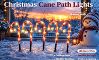 Lumières solaires de Noël en forme de canne à sucre pour allée, étanches, à piquer, pour jardin, cour, arbre, décoration étoile, blanc chaud
