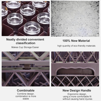 Panier de Rangement pour Verres à 16/25/36/49 Compartiments, Cadre Empilable en Plastique Grille, Boîte pour Verres Assemblée pour Restaurants et Hôtels
