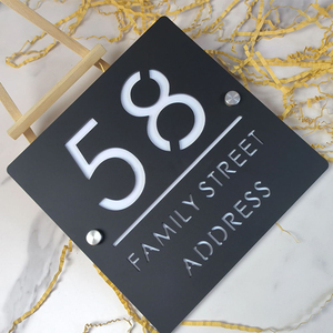 Placa de Número de Casa Personalizable, Letrero de Dirección para Casas, Acrílico, Corte Láser, Moderno, para un Complejo Residencial - Product Image 1