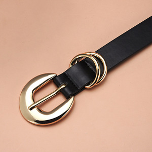 Kimberton Women's Belt Black <b>Thin</b> Alloy 3.0cm Double <b>Ring</b> Pin Buckle Casual Fresh Sweet Style Spring 2026 - Product Image 4