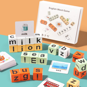 Gran oferta, juego de palabras en inglés, rompecabezas de dibujos animados, juguetes hechos de madera con números, letras para educación, varios diseños Ce - Product Image 3