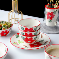 Vaisselle en céramique de style nordique italien, vaisselle en grès brillante, logo personnalisé, ensemble de vaisselle rouge, assiettes, bols, tasses de restaurant