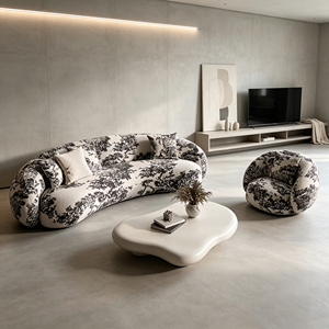 Ensemble de canapés inclinables capitonnés en tissu imprimé Arc, style luxe moderne, pour appartement, hôtel, villa, salon - Product Image 4