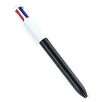 Stylo de bureau et d'étude multifonction 4-en-1 en plastique multicolore 1,0 mm à pression, marqueur surligneur et stylo à bille