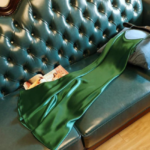 Moda yaz kadın kolsuz uzun elbiseler saten ipek kayma gelin gece Midi elbise kadınlar için - Product Image 3