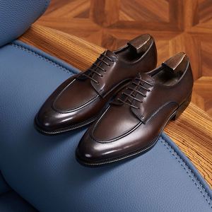 Chaussures Derby Formelles Britanniques pour Hommes, Bout Carré, Lacets, Faites à la Main, Élégantes, Polyvalentes, Légères, Antidérapantes, Respirantes, Idéales pour le Bureau et la Carrière - Product Image 4