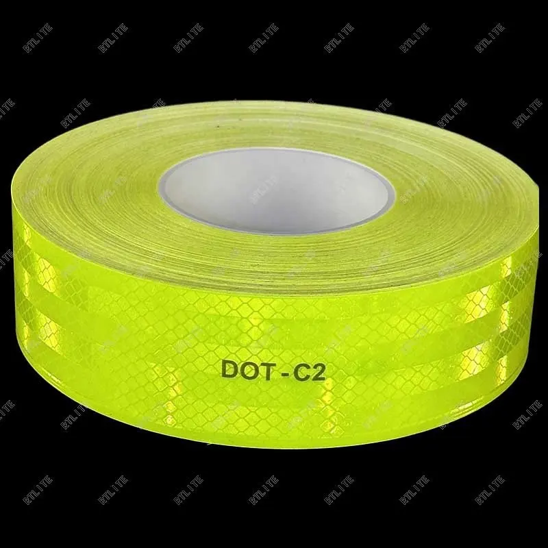 Free Sample Self Adhesive Retro Cinta Reflectiva Warning Fluorescent Yellow DOT-C2 Tape Reflective Sticker for Trucks