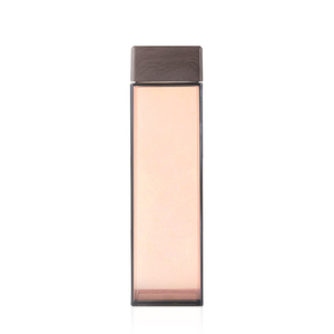Eco Friendly Portable Plastic Clear Milk Juice Transparent Water Bottle Wood Lid Plastic Square Water Bottle for Drink