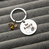 Porte-clés abeille heureuse pour les enseignants Grands cadeaux pour la journée des enseignants Porte-clés abeille en acier inoxydable