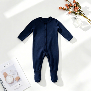 Combinaison pour bébé, mode abordable, logo personnalisé, fibre de bambou douce, spandex, vêtements pour bébé nouveau-né, unisexe, manches longues, mignon, 0-24 mois - Product Image 1