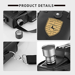 Brocca di vino russo, acciaio inossidabile 316, portatile, cuoio genuino addensato, bottiglia di spirito bianco da 88 once, grande capacità all'aperto - Product Image 4