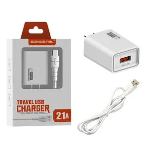 Somostel A20 Universal EU US 5V 1.2A Mobile Phone fast charging Quick charger USB with Cable portable cargadores para celulares