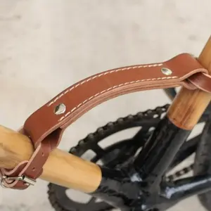 Aksesori Sepeda kulit PU tahan lama, gagang bingkai sepeda buatan tangan
